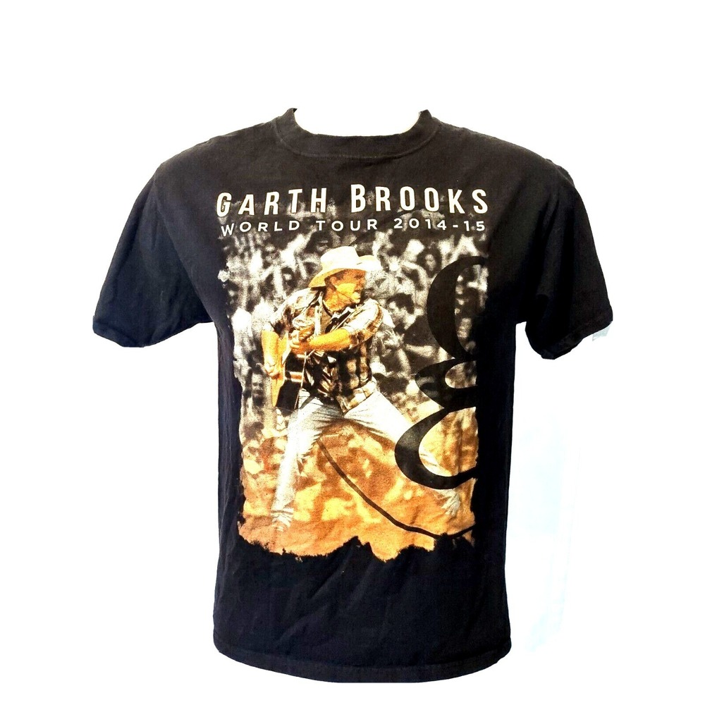 Garth Brooks World Tour T-Shirt Men's Size Medium  2014-2015 Hanes Beefy Black